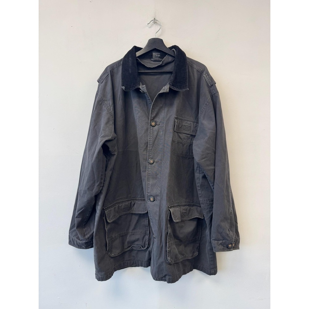 Vintage North Bay Apparel Barn Coat Mens 2XLT Gray Canvas Corduroy‎ Collar 90s